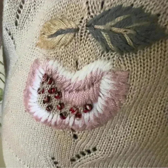 80s 90s Embellished Earthtone Sweater - Size Small/Medium - Picture 3 of 6